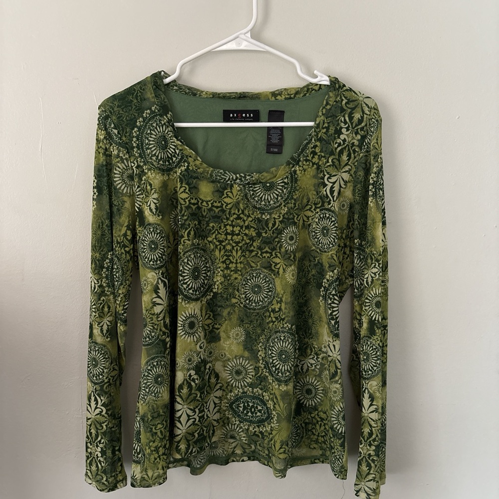 Axcess Green Floral Women's Blouse